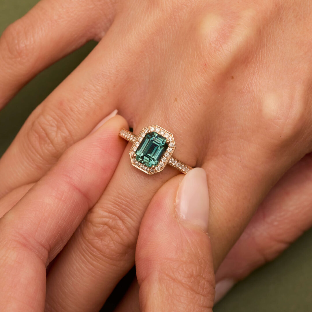 Bague Art Déco Saphir Teal