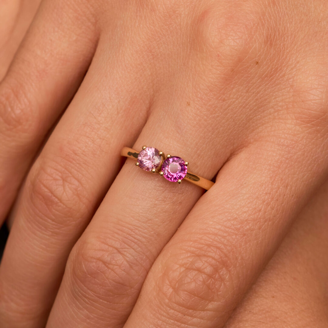 Bague Toi & Moi Saphir Rose et Spinelle Mahenge