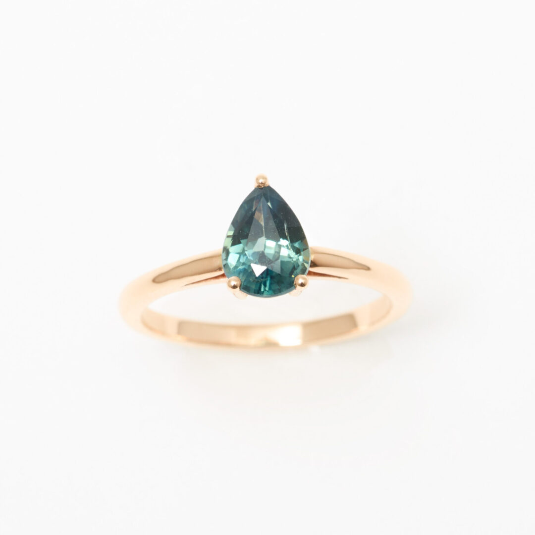 Bague Solitaire Saphir Teal