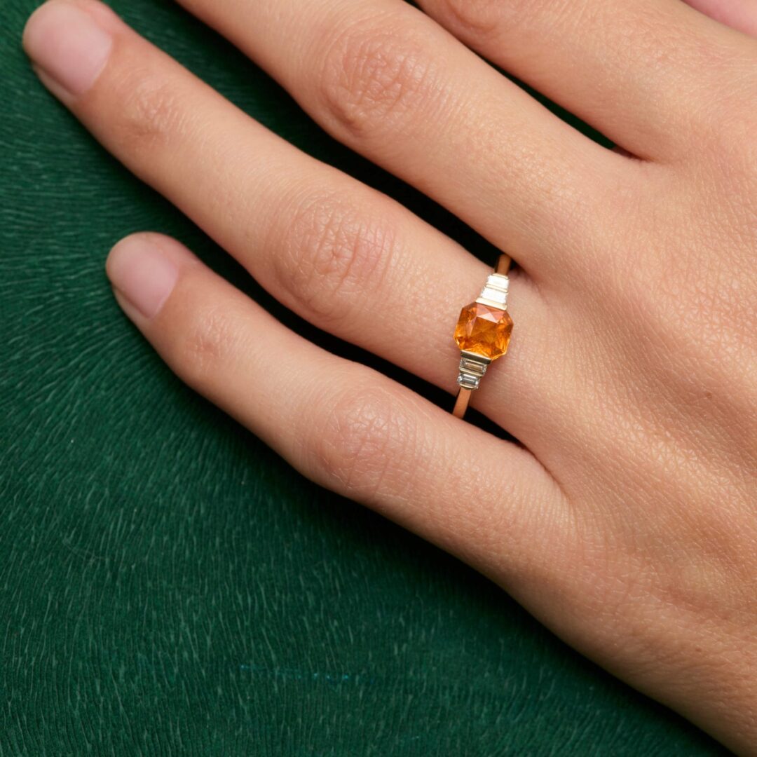 Bague Trilogie Grenat Mandarin Saphir Orange