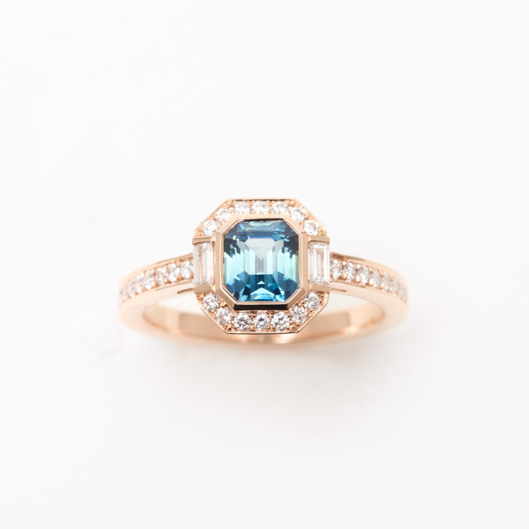bague saphir teal art deco