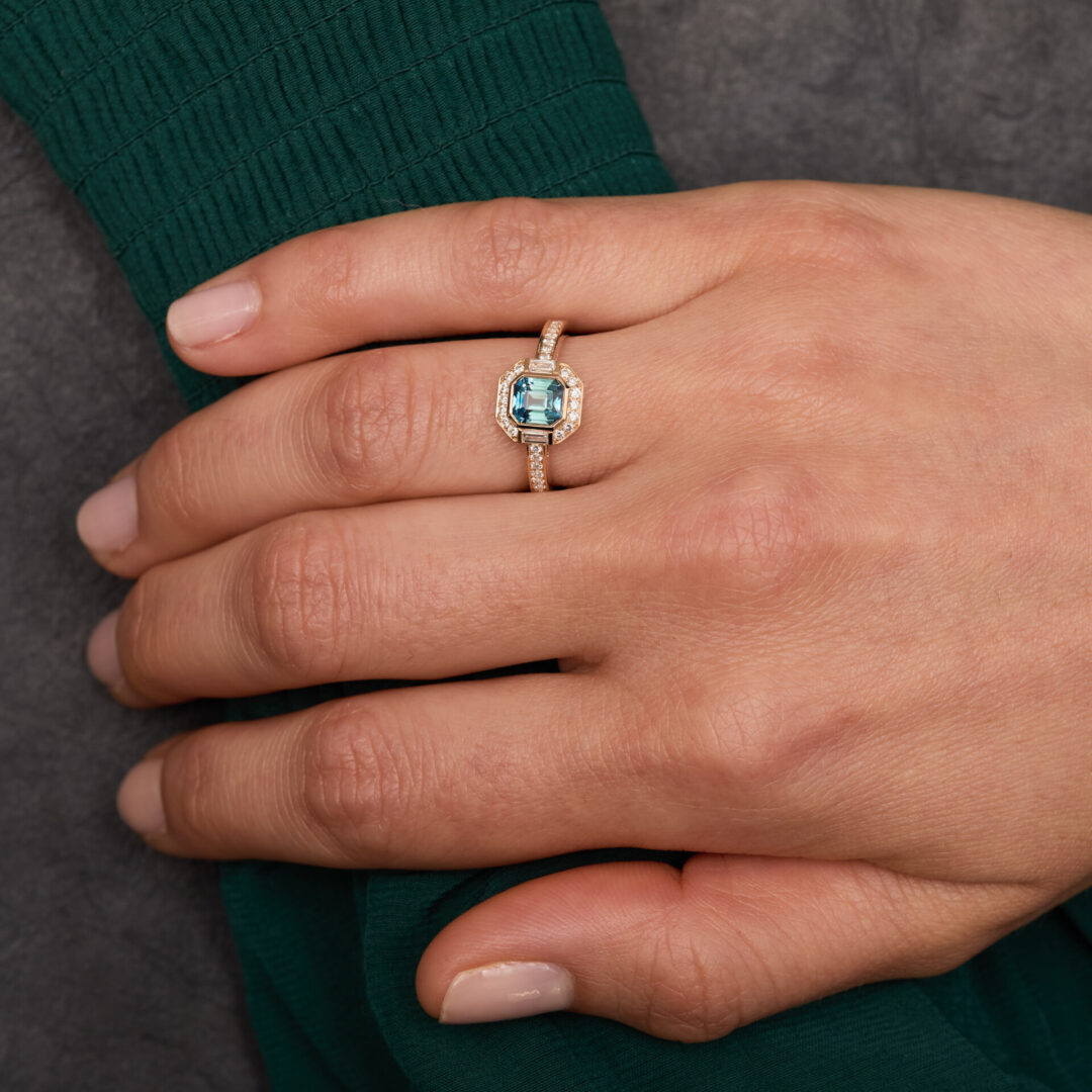 bague saphir teal art deco