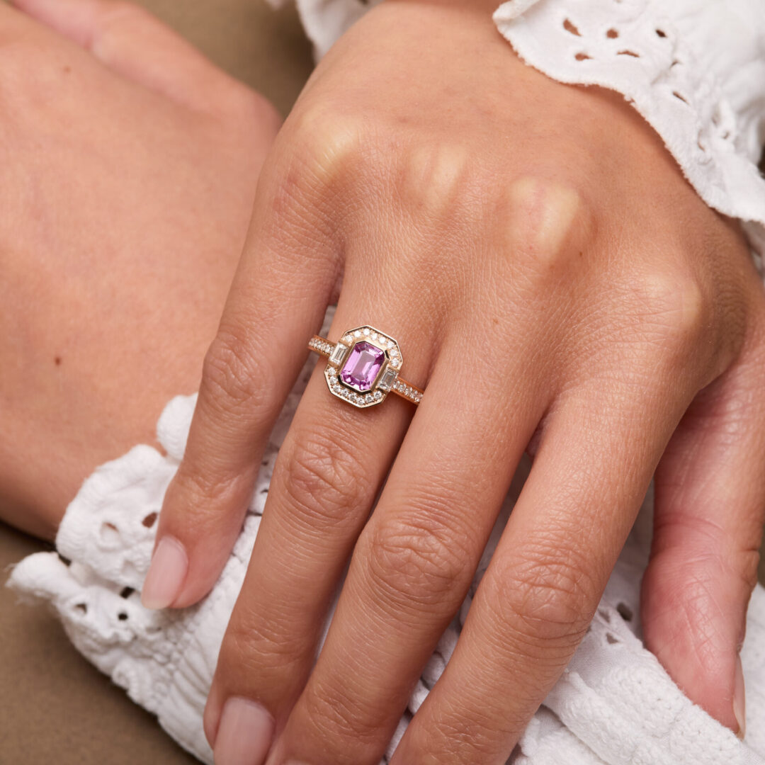 bague saphir rose art deco