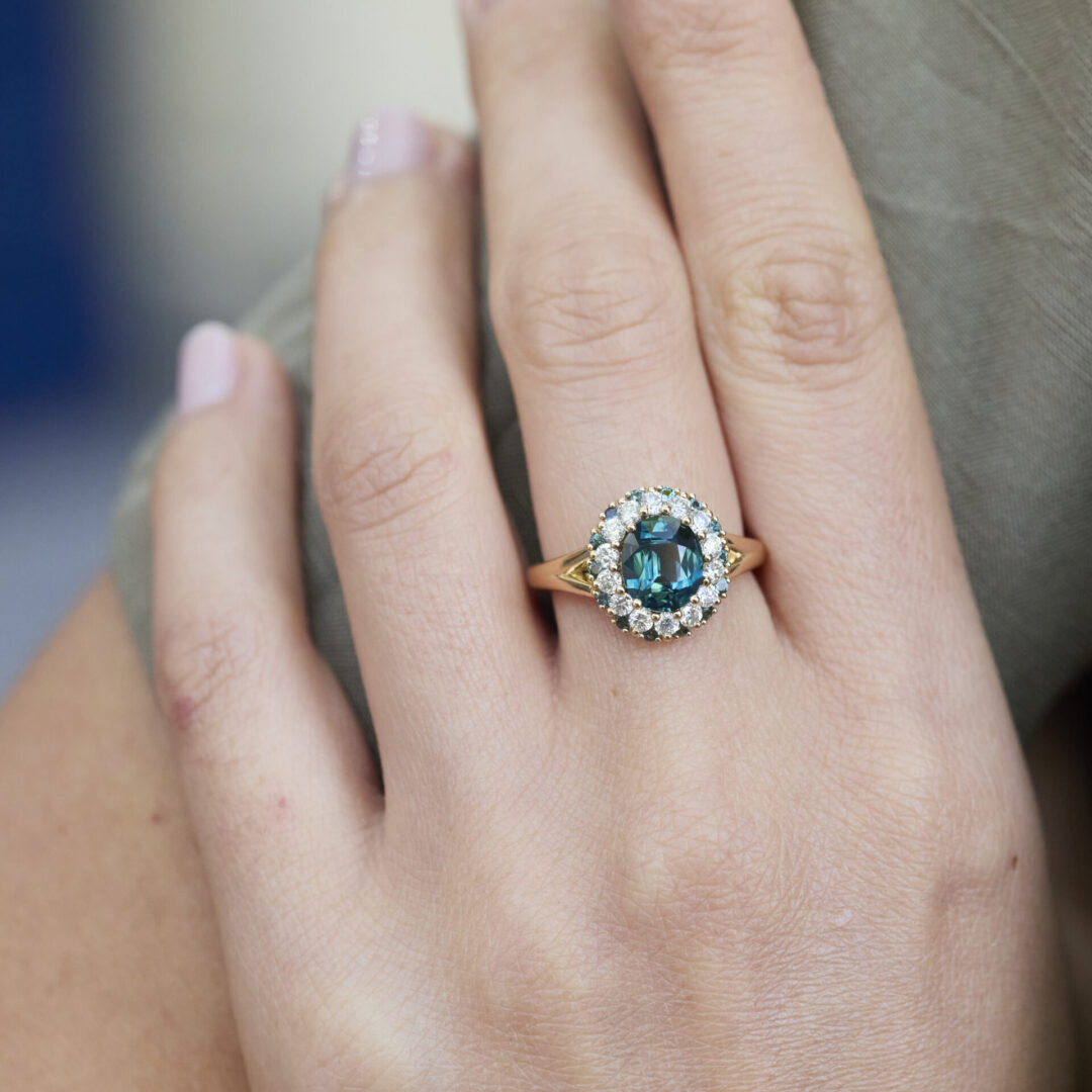 Bague marguerite Saphir Teal