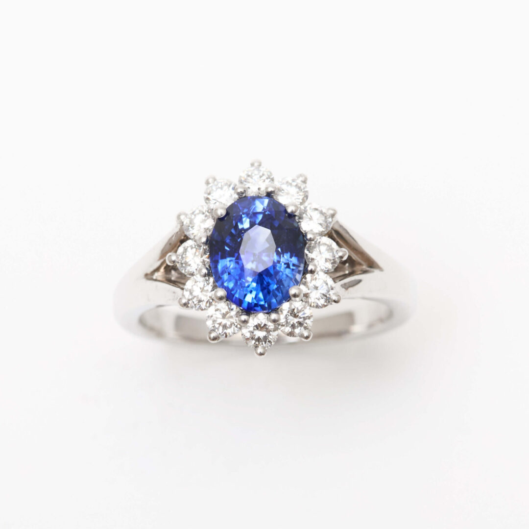Bague marguerite saphir bleu
