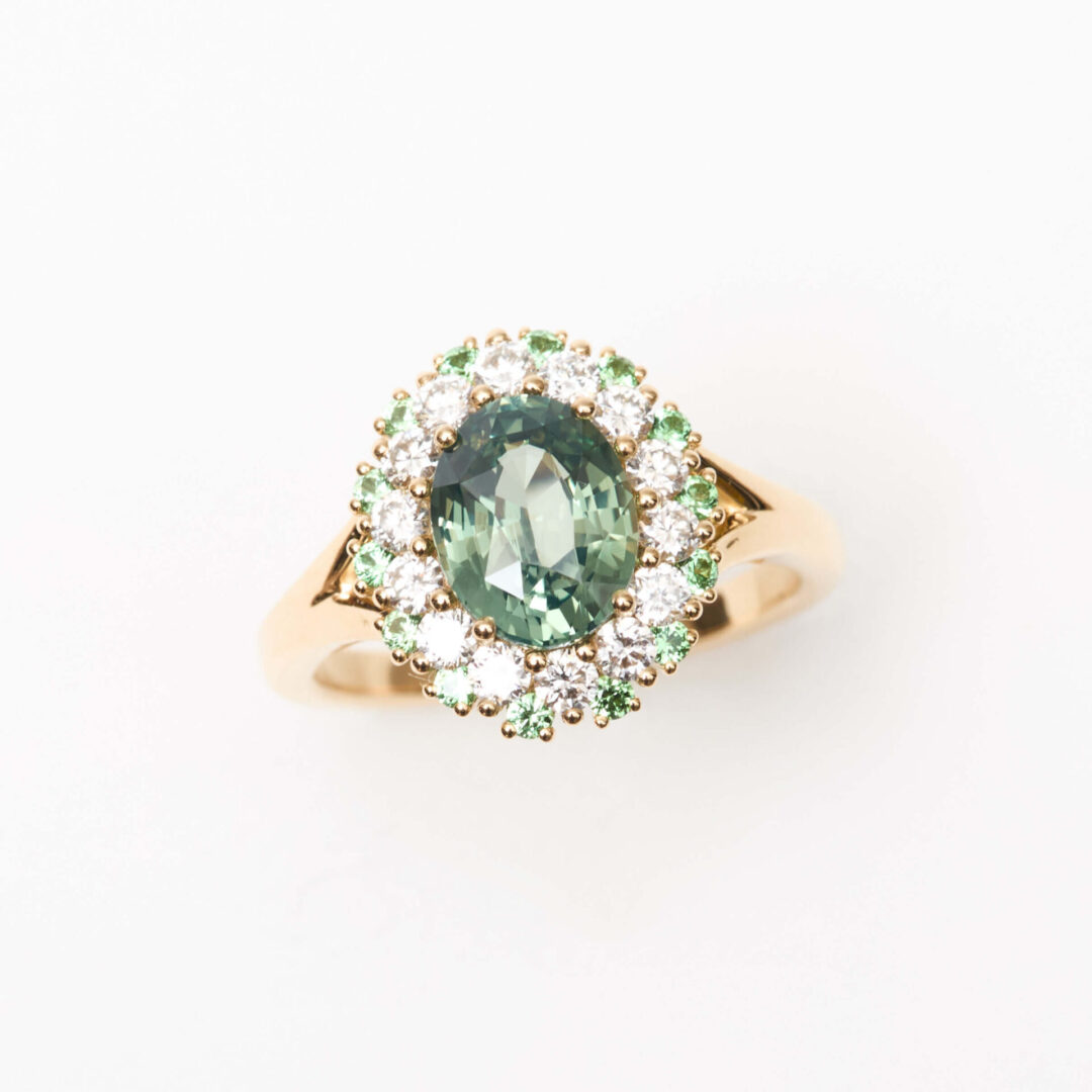 bague saphir vert