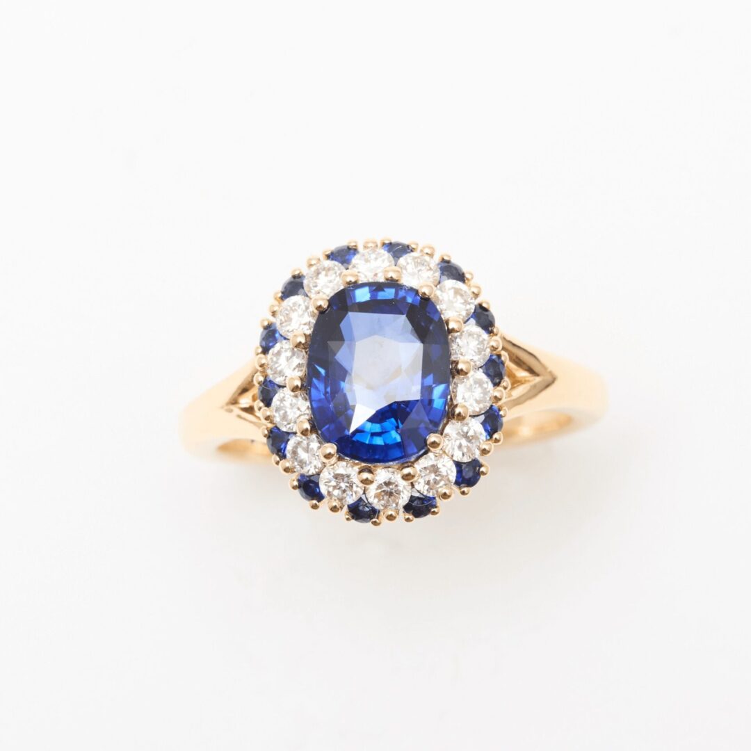 Bague marguerite Saphir Bleu