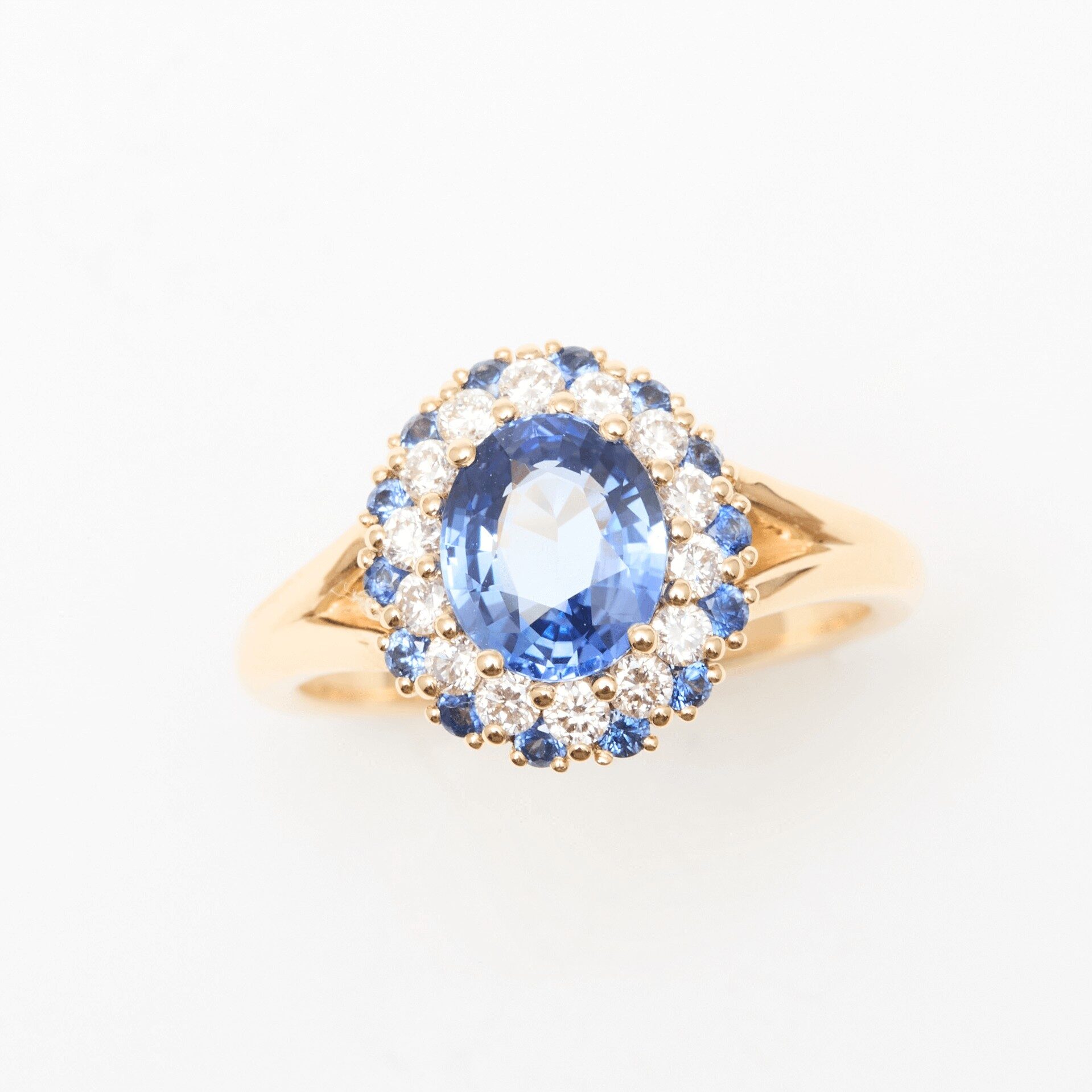 Bague marguerite Saphir Bleu