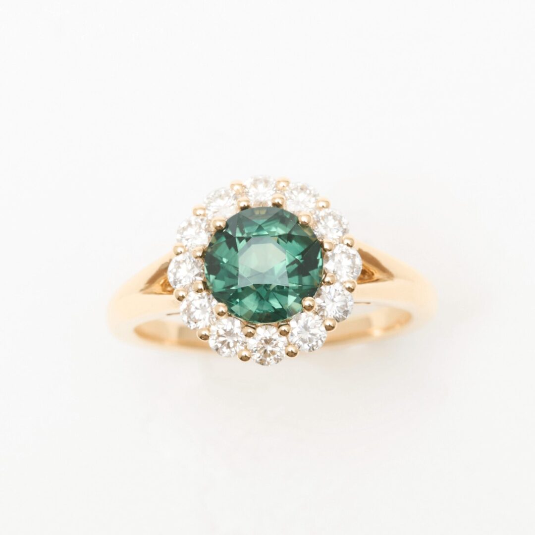 Bague pompadour Saphir Teal Bague Saphir Vert