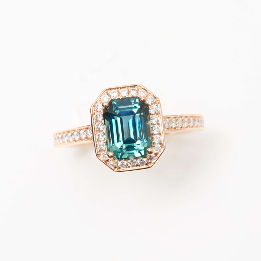 Bague art déco Saphir Teal