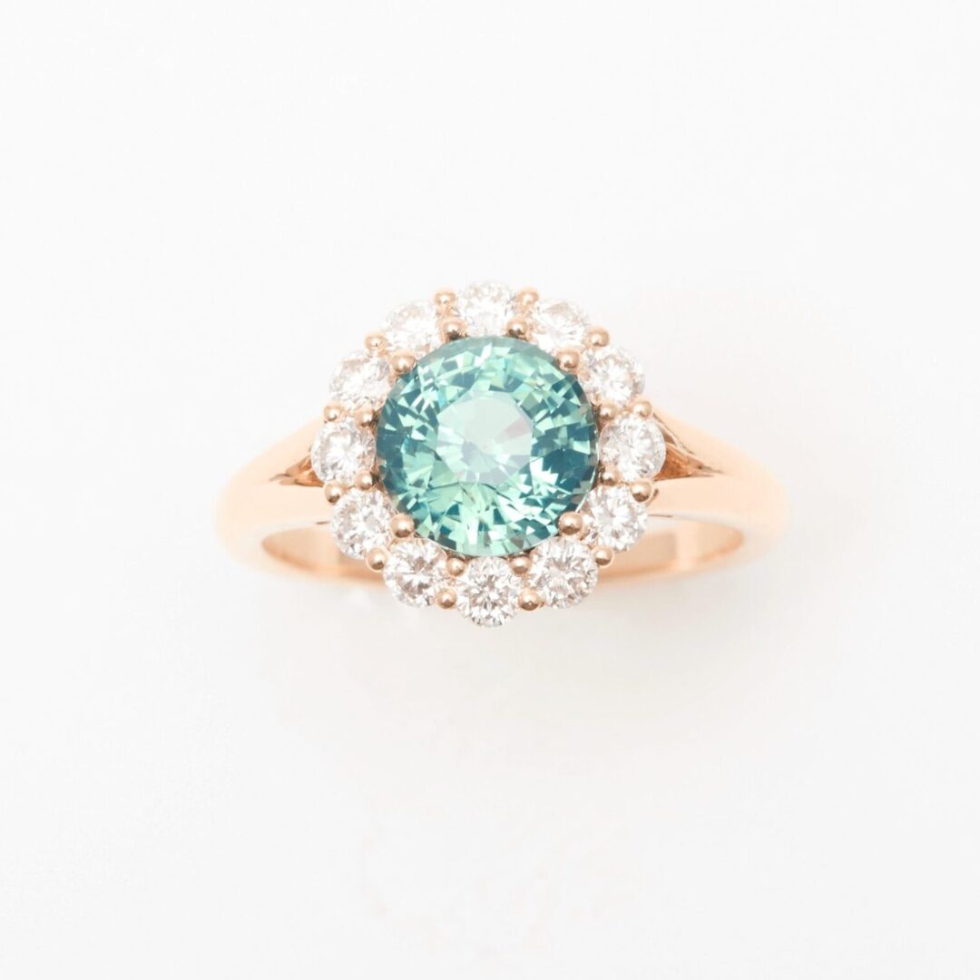 Bague pompadour Saphir Teal Bague Saphir Vert