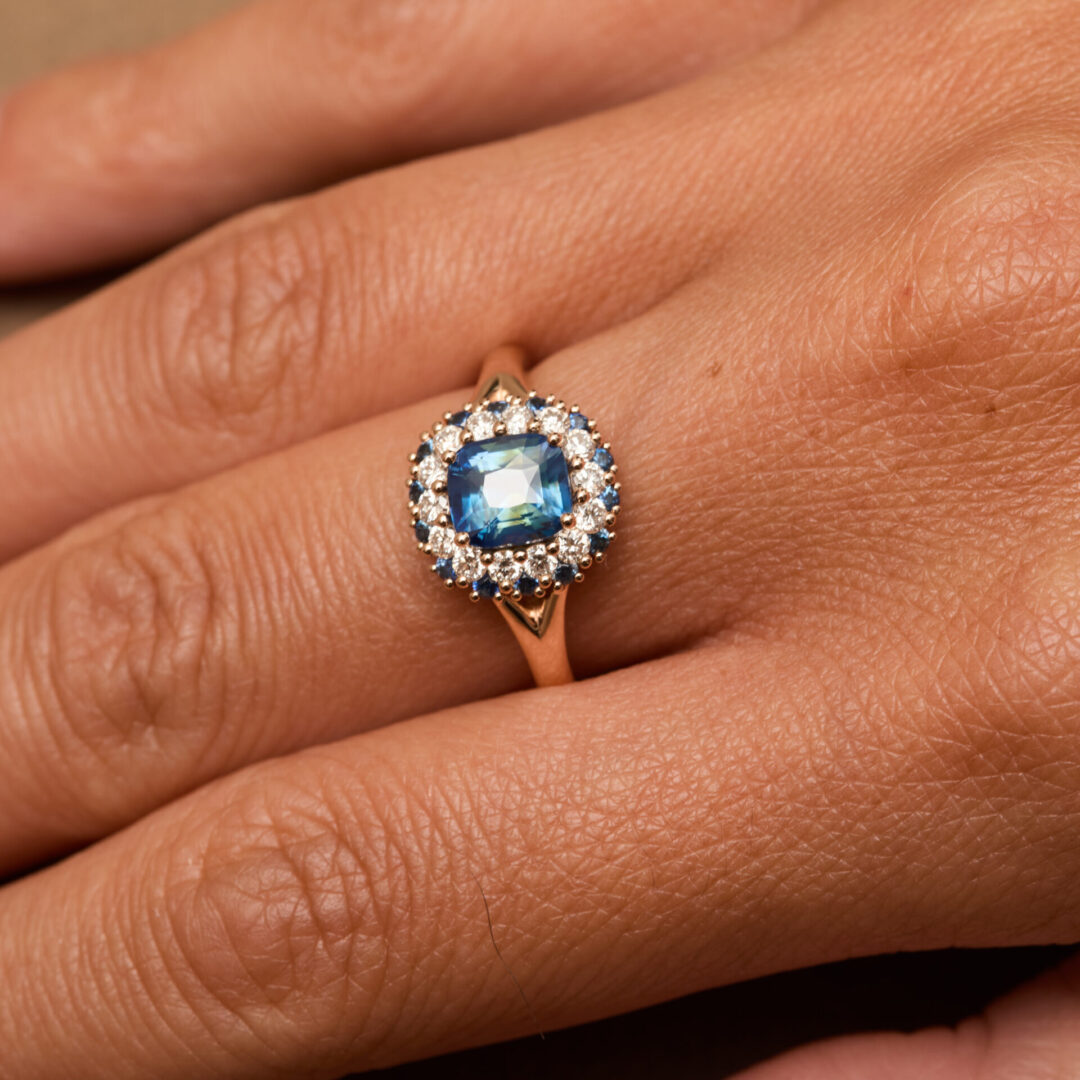 bague marguerite saphir teal