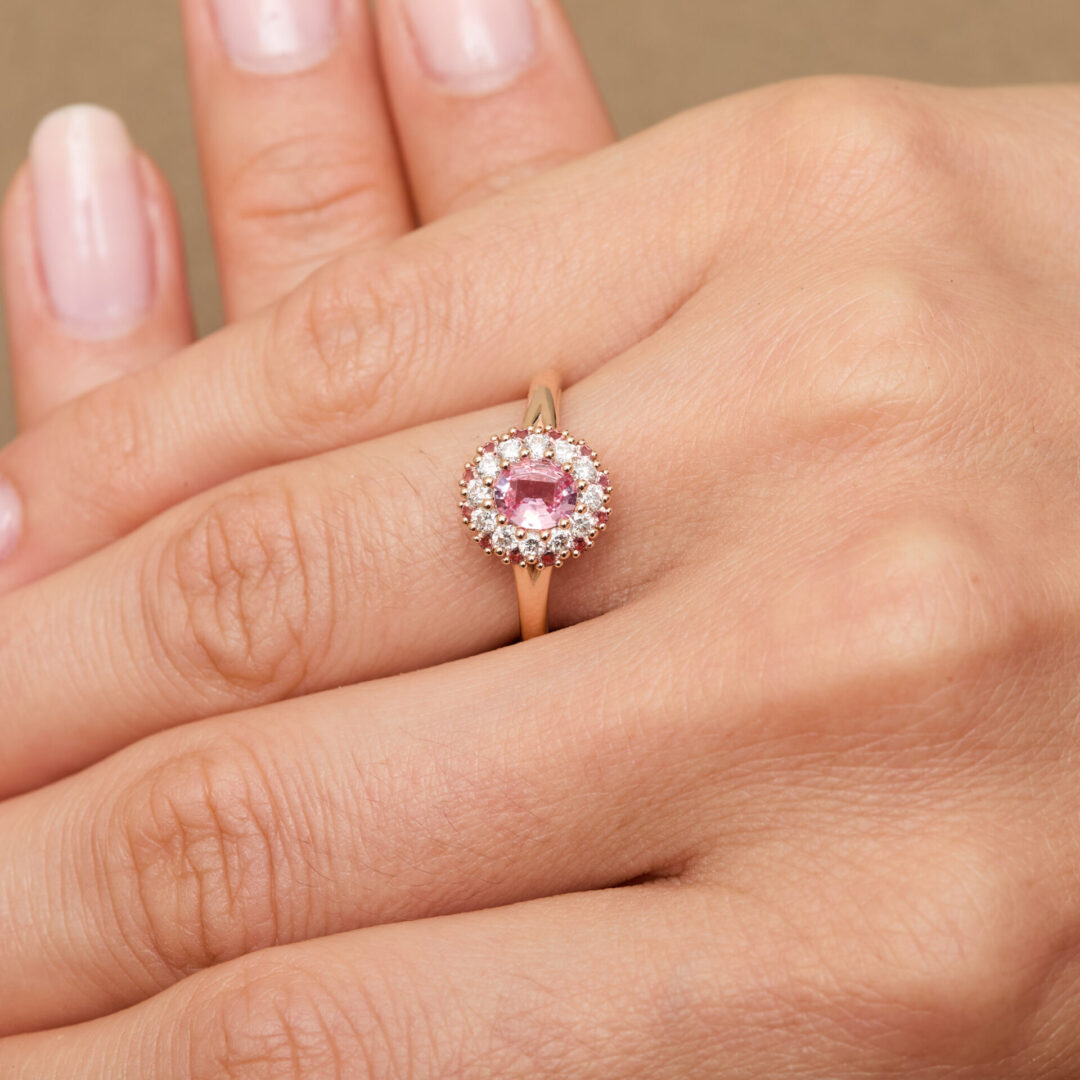 Bague Marguerite Saphir Padparadscha