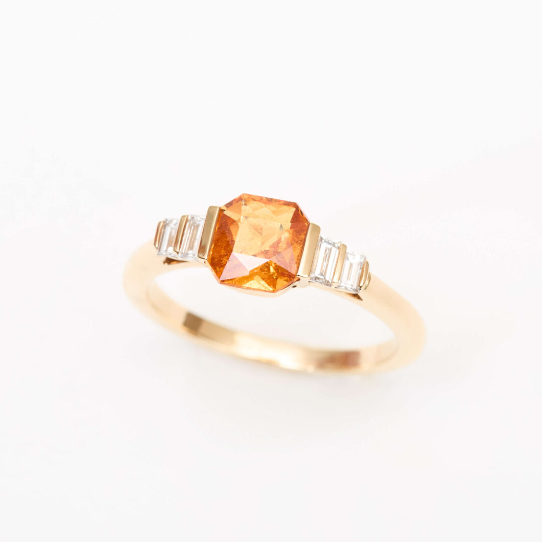 Bague Trilogie Grenat Mandarin Saphir Orange