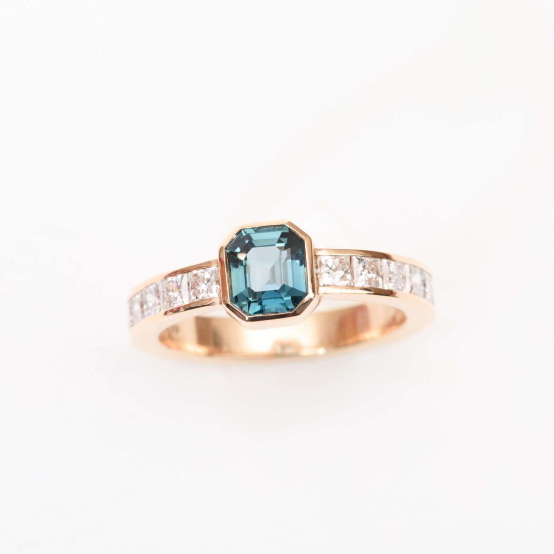 Bague Solitaire Saphir teal