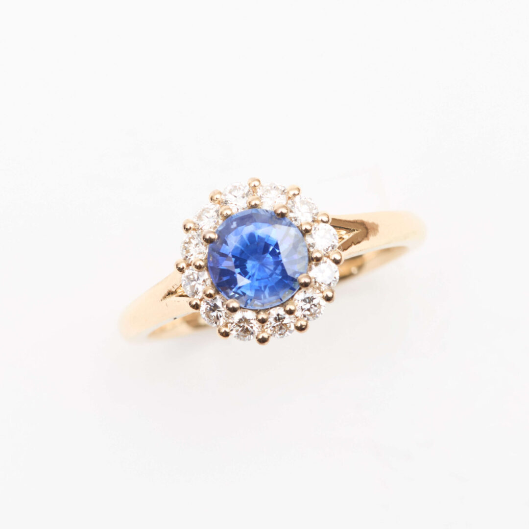 Bague marguerite Saphir Bleu