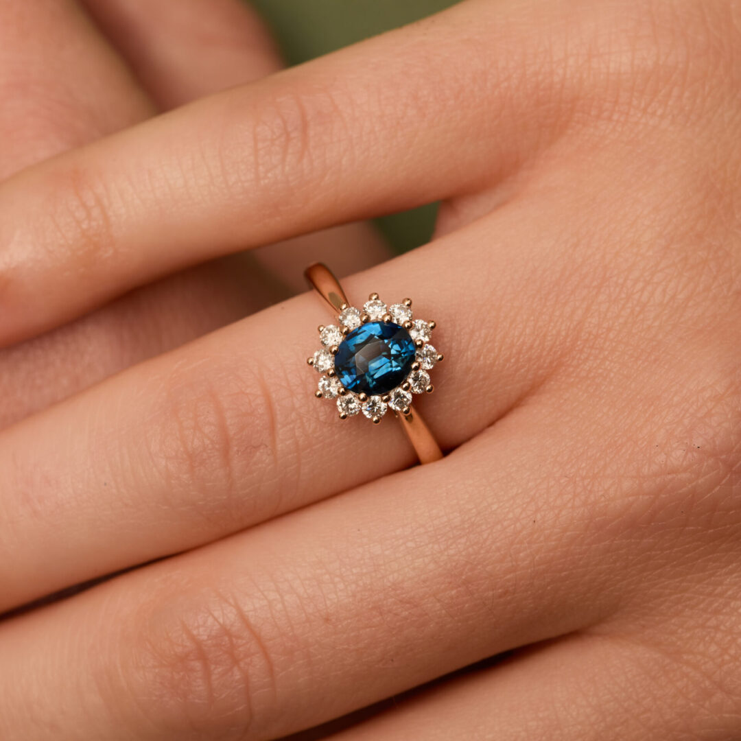 Bague marguerite Saphir Teal